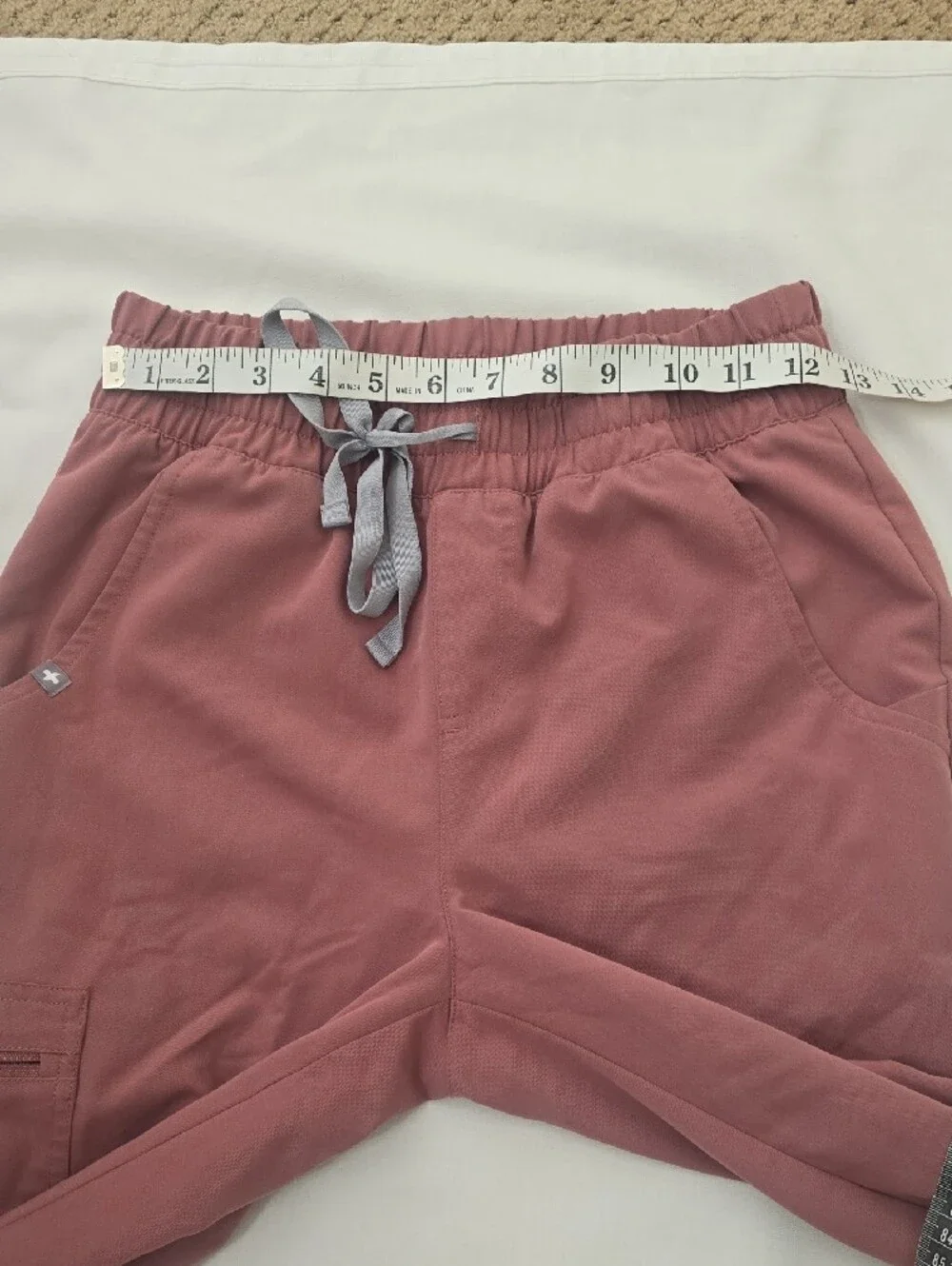 Figs Men's Joggers in Dusty Rose with Gray Drawstring